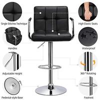 Tabouret de bar pivotant simple, moderne, durable, imperméable, pour bureau, salle à manger, salon, en cuir PU, utilisation commerciale, métal
