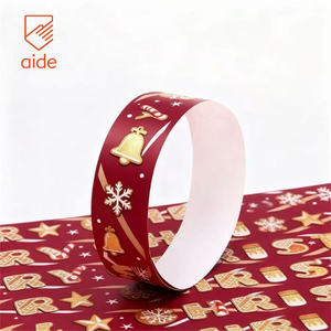Maßgefertigte Reißfeste Wasserdichte Party-Armbänder Weihnachts-Festival-Party Tyvek-Armbänder Event-Armbänder mit Logo Individuell - Product Image 1