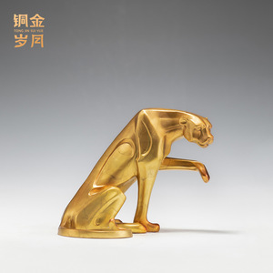 Sculpture de famille de léopards en cuivre et or, figurine d'animal en bronze faite à la main, décoration artistique pour la maison, ornement de salon - Product Image 3