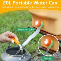 Conteneur d'eau de camping 15L 20L 30L sans BPA, porte-eau potable avec bec verseur et distributeur de lotion pour camping, pique-nique, barbecue et stockage