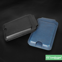 Aangepaste Lederen Spiegel Mobiele Telefoon Kaarthouder Stick Op Mobiele Telefoon Achterzak Magnetische Portemonnee Kickstand Voor Iphone