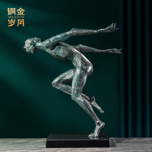 Escultura de bronce de cobre y oro, figura artística hecha a mano, artículo decorativo para oficina - Product Image 5