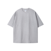 Kaos Pria Streetwear Longgar Drop Shoulder Warna Polos Kasual Tebal Musim Panas Lengan Pendek Katun Tebal Polos