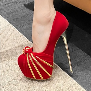 รองเท้าส้นสูงผู้หญิงแบบใหม่ปี 2024 ส้นสูง 16 ซม. กันน้ำ พร้อมพื้นรองเท้าแบบหนา ส้นสีทอง สายรัดข้อเท้าแบบบาง เปิดนิ้วเท้า คอลเลคชั่นฤดูร้อนสุดเซ็กซี่ ไซส์ 35-42 - Product Image 2