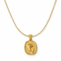 Collier pendentif fleur rose en acier inoxydable plaqué or 18 carats, style vintage français, prêt à être expédié en gros