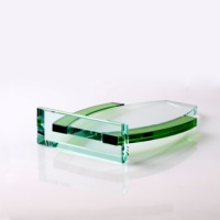 Trophée en cristal de couleur verte, nouveau design, prix de gros, plaque de récompense en verre cristal