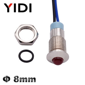YIDI 8mm Metalen Bolle Kop Indicatorlampje met Kabel, Rood/Groen/Blauw/Geel/Wit LED Signaallamp IP44 <span class=keywords><strong>3</strong></span>-24V voor Auto - Product Image 2