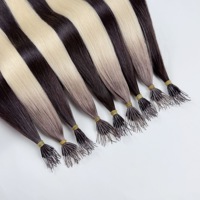 Extensions de cheveux Nano Ring 100% cheveux humains vierges, pointe en nylon, couleur ombrée balayage, qualité salon, livraison DDP