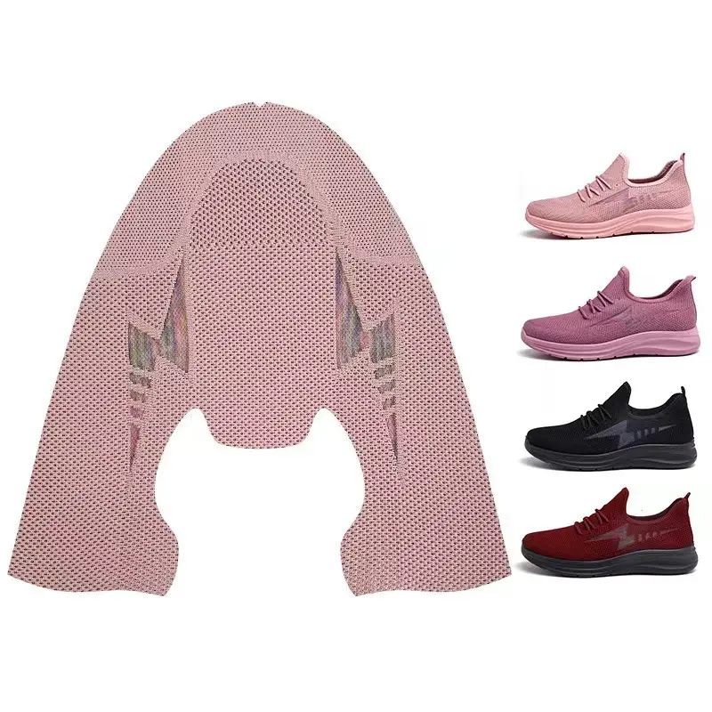 Kttbm039चीन कारखाने थोक गुलाबी मक्खी बुनाई कपड़े ऊपरी आकस्मिक वेम्प सामग्री ऊपरी कपड़े पहनने वाले जूते