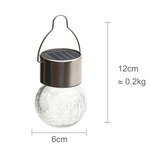 Solar Garden <b>Lights</b> Crackled Glass Ball <b>LED</b> Hanging Outdoor Decor With <b>Light</b> <b>Sensor</b> 12Pcs Set - Product Image 4