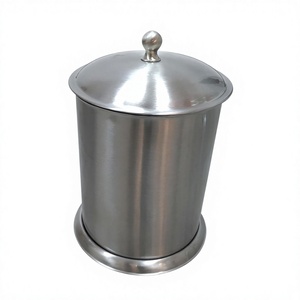 Chrome Finish Metal Waste <b>Bin</b> With Lid Easy Portable Decorative Bathroom Waste <b>Bins</b> Modern Design For Home Decor Supplies - Product Image 1