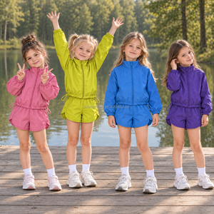 Chaqueta Cortavientos para Niñas al por Mayor, Chaqueta con Cierre y Cuello Alto, Abrigo Informal para Otoño e Invierno, Logotipo y Diseño Personalizados - Product Image 1
