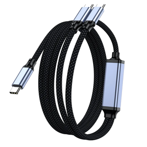 Cable de Datos Tipo-C Dos en Uno LUNG KAY Ly-043, Carga Rápida 5A, 100W, 1.2m, Revestimiento de Malla de Aleación de Aluminio, 480Mbps - Product Image 2