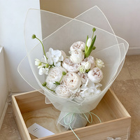 Emballage de bouquet de fleurs en gaze rigide transparente de couleur unie de style coréen 49x49cm pour mariage, cadeau de la Saint-Valentin