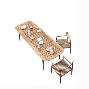Outdoor <strong>Teak</strong> Leisure <strong>Table</strong> and Chair Set Open-Air Courtyard Garden Balcony Anti-Corrosion Solid Wood Long <strong>Table</strong> - Product Image 5
