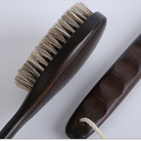 Brosse de bain à tête ronde en poils de sanglier naturels, manche long en bois de Sapele, poignée antidérapante avec boucle de suspension, exfoliante pour le corps sous la douche