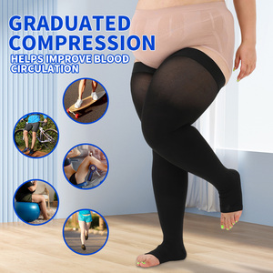 Chaussettes <span class=keywords><strong>de</strong></span> compression montantes à bout ouvert pour femmes, <span class=keywords><strong>classe</strong></span> <span class=keywords><strong>2</strong></span>, 20-30 mmHg, antidérapantes, qualité médicale, pour le soulagement des varices et des œdèmes - Product Image 4