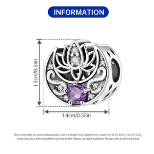 Pulsera de cuentas de loto y luna con incrustaciones de cobre blanco y piedra, estilo transfronterizo, de moda de nicho, versátil, DIY, colgante de joyería - Product Image 2