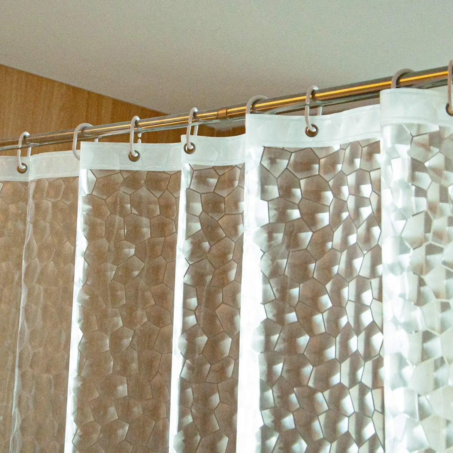 Cortina de ducha transparente EVA/PEVA con cubo de agua, forro repelente al agua con 3 imanes para baño, 72x72 pulgadas