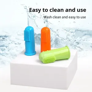 Commercio all'ingrosso eco-friendly in Silicone Pet forniture spazzolino da denti per cani e gatti pulizia orale Finger Cover gatto spazzolino da denti - Product Image 3