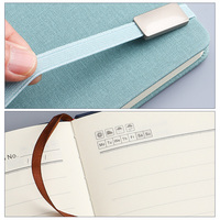 Carnet de notes promotionnel A5 avec couverture en lin souple, élastique et logo personnalisé estampé ou gaufré or