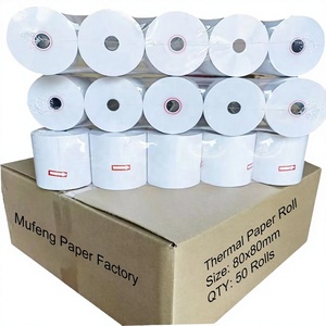 Rouleaux de papier thermique blanc double couche 80x80mm sur mesure pour caisse enregistreuse et reçus de point de vente (50 rouleaux) Marque personnalisée - Product Image 4