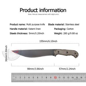 Couteau tactique de survie personnalisable Baselli OEM SS092, épaisseur 5,0 mm, manche en lin Katami, lame en acier inoxydable, chasse - Product Image 6