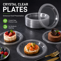 Assiettes de service réutilisables en plastique PS pour desserts et dîners, idéales pour la restauration, les salades, les restaurants, les hôtels et les banquets.