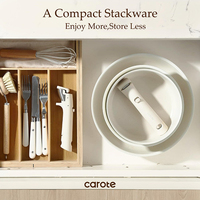Ensemble de casseroles antiadhésives à poignée amovible, compatible induction