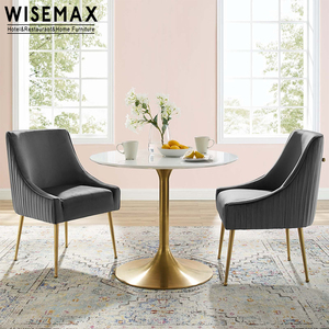 WISEMAX Luxury Stainless Steel Furniture Modern Gold Metal Accent <strong>Chair</strong> Leisure Navy Blue <strong>Velvet</strong> Upholstered <strong>Dining</strong> <strong>Chair</strong> - Product Image 4