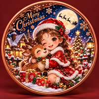 Pièce de monnaie personnalisée 1oz en cuivre pur 999, motif Noël garçon/fille, relief 3D, impression UV, objet de collection, souvenir, coffret cadeau