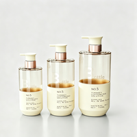 Bouteille de shampooing transparente en PET haut de gamme 750/500/300 ml, impression par estampage à chaud, emballage personnalisé, après-shampoing