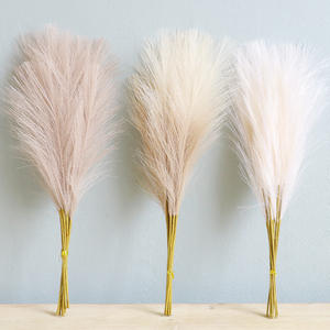 Herbe de la pampa réaliste à deux branches, faite à la main, décoration de mariage moderne, fleurs séchées en soie, roseaux artificiels transfrontaliers - Product Image 1