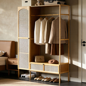 Adult <b>Wardrobe</b> Solid Wood Freestanding Slab Door Easy Assemble Storage Cabinet For Home Use <b>Small</b> Room Rental Apartment - Product Image 1