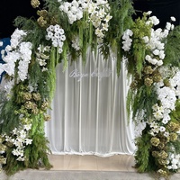 Nouvelles fleurs artificielles vertes style sauvage pour mariage avec herbe d'asperge, fleurs artificielles blanches et vertes pour arche de mariage et allée centrale