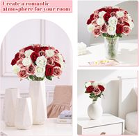 Bunga Mawar Buatan Putih Grosir, Mawar Sutra 36/52 pcs, Bunga Palsu untuk Dekorasi Pernikahan, Centerpieces Meja, Buket Pengantin
