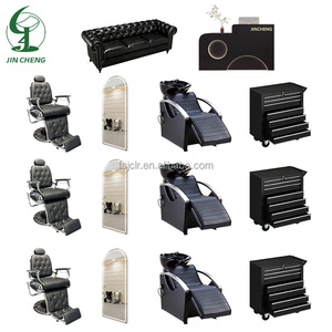 Jincheng Salonmeubilair Zwarte Stoel Salonspiegel Licht Zwarte <span class=keywords><strong>Trolley</strong></span> Schoonheidssalon Balie met LED - Product Image 1