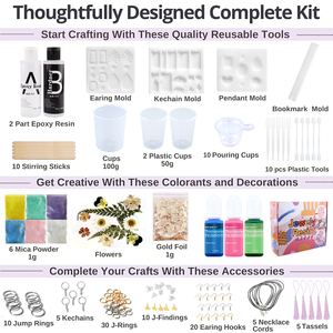 TIMESRUI <span class=keywords><strong>Kit</strong></span> de Résine Époxy 135 Pièces/Set pour <span class=keywords><strong>Bijoux</strong></span>, Fabrication de Boucles d'Oreilles et Moules de Marque-page, Avec Moules pour Débutants, Loisirs Créatifs de Boucles d'Oreilles DIY - Product Image 2