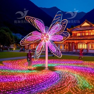 Lámpara LED para exteriores con diseño de molino de viento, colorida y giratoria, con forma de flor, para decoración de parques y festivales. - Product Image 5