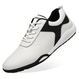 Chaussures de marche pour hommes, bout rond, cuir de vache véritable, doublure en maille respirante, semelle extérieure en caoutchouc, talon plat, couleur unie, baskets décontractées - Product Image 5