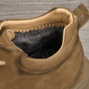 Bottes d'hiver pour hommes en cuir véritable, bout rond, doublure en polaire, semelle extérieure en caoutchouc, semelle intermédiaire isolante en EVA, bottes de chasse - Product Image 4