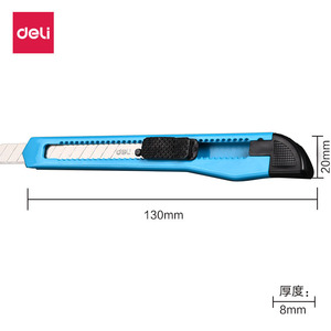 Deli Utility Knife 130mm Plastic Handle Stainless Steel Blade For Paper Cutting And Wallpaper Trim Blue And Yellow - Product Image 3