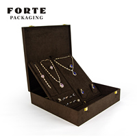 Boîte à bijoux Forte Hi end, boîtier de rangement en cuir de Crocodile pour bijoux, grand ensemble boîte à bagues
