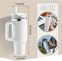 Tasse de voyage isolée sous vide en acier inoxydable 304 de 40oz avec logo personnalisé tasse à café sarcelle d'une capacité de 1200ml avec poignée