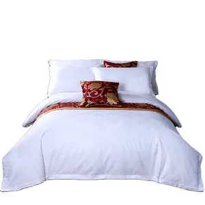 Five-star Hotel Cotton 60s 300TC Hotel Linen Cotton Jacquard Rose Flower Satin Bed Sheet Quilt Cover Bedding Set
