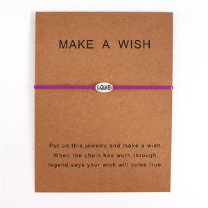 남여 공용 사용자 정의 로고 위시 카드 팔찌 소녀 선물 또는 우정 액세서리를위한 유행 사랑 커플 매력 - Product Image 3