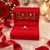 Boîte à bijoux creuse pour bagues de couple, boîte à bijoux de mariage, boîte à bagues et boîte à bijoux pour cérémonie.