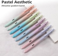 Stylo à encre gel télescopique: encre noire 0.5mm stylo à pointe fine écriture lisse avec seau de couleur dégradé esthétique pour notes de journal