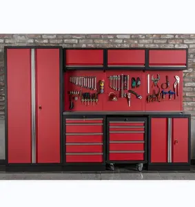 Durable Garage Workshop Heavy Duty Combination Multi Function Tool Cabinets Workbench With Wood Top For Warehouse