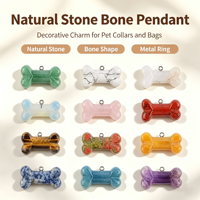 Pendentif en cristal naturel en forme d'os, breloque en agate sculptée en pierre brute pour collier d'animal de compagnie, accessoire DIY pour collier et porte-clés